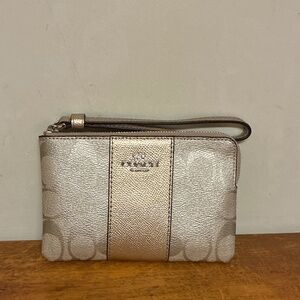 Coach Silver Gold Metallic NWOT Wristlet
